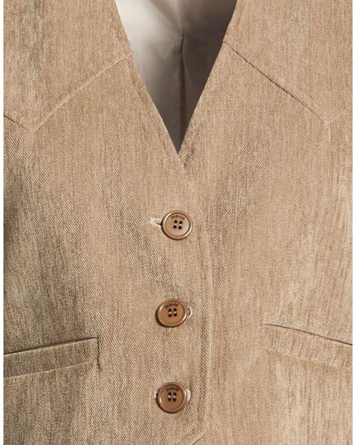 Please Natural Sand Tailored Vest Polyester, Elastane