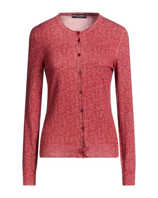 Dolce & Gabbana Red Cardigan Virgin Wool