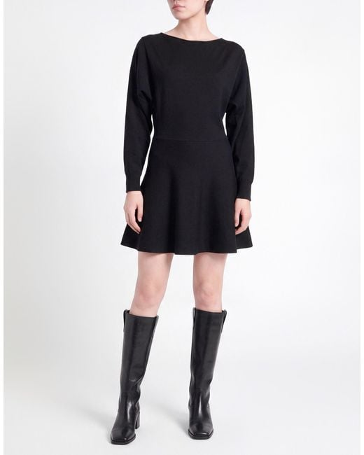 Roberto Collina Black Mini Dress Merino Wool