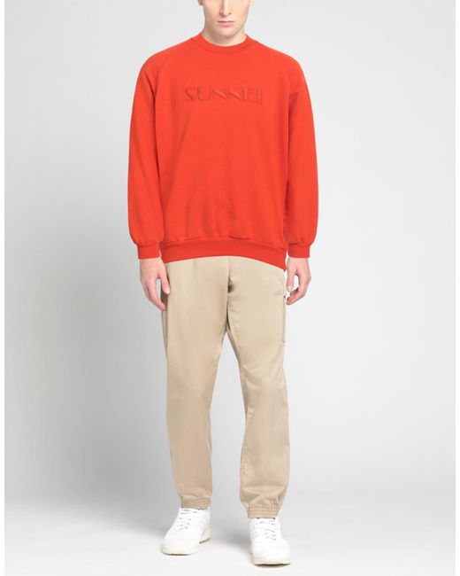 Sunnei Red Sweatshirt Cotton, Elastane for men