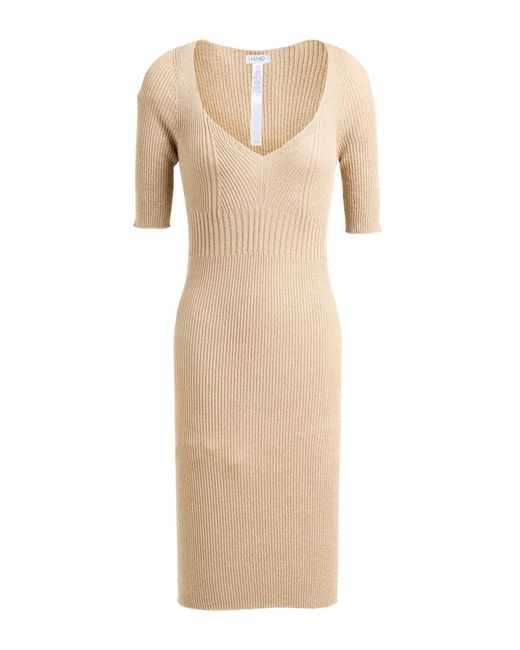Liu Jo Natural Midi Dress Viscose, Polyamide, Metallic Polyester