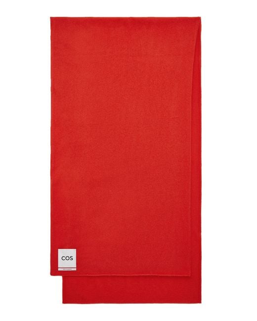 COS Red Pure Cashmere Scarf