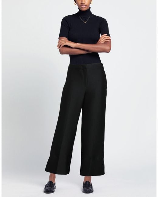 Sandbeige Black Pants Wool, Silk