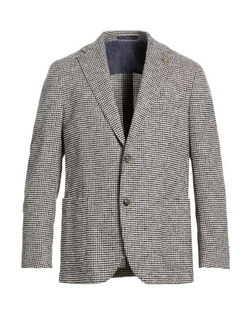 EDUARD DRESSLER Gray Ivory Blazer Virgin Wool, Polyamide, Elastane for men