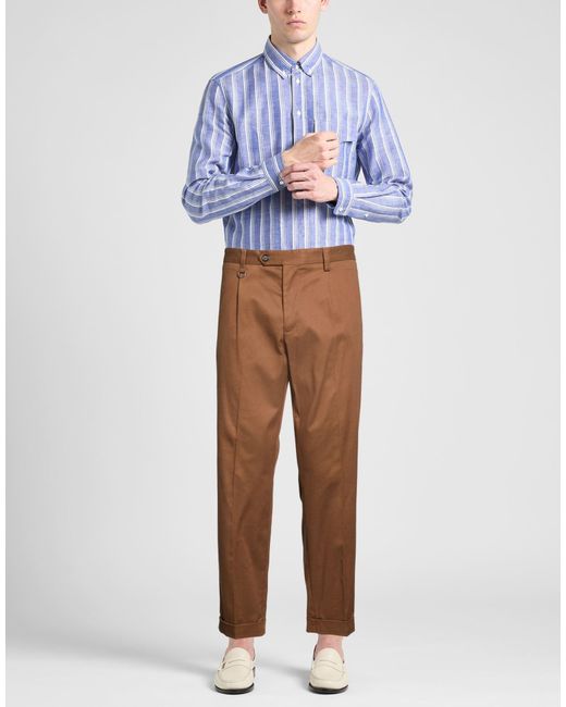 Paolo Pecora Brown Pants Lyocell, Cotton, Elastane for men