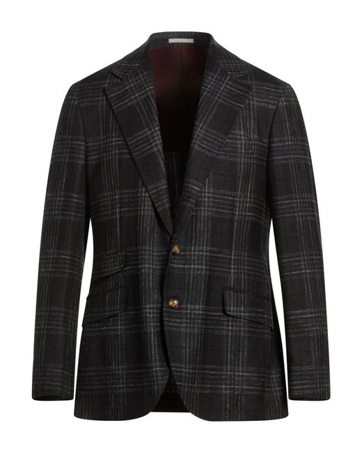 Brunello Cucinelli Black Blazer Wool, Silk, Linen for men