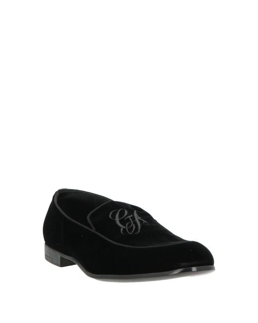 Giorgio Armani Black Loafers Textile Fibers for men