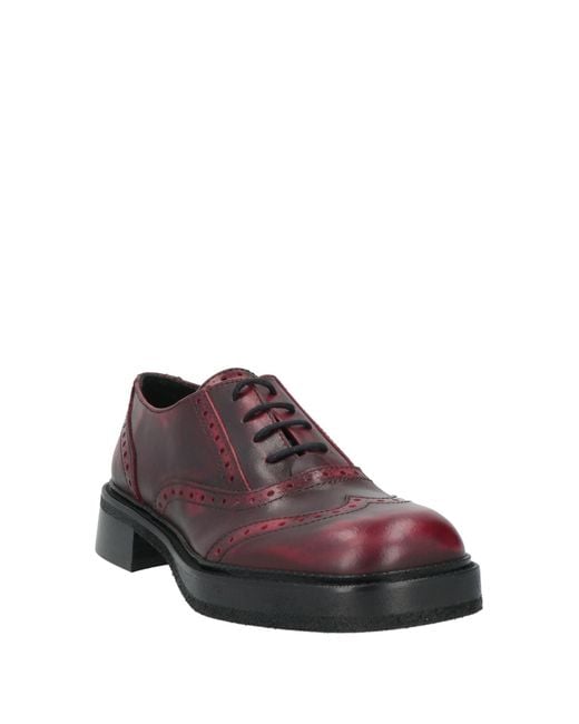 Ras Brown Burgundy Lace-Up Shoes Leather