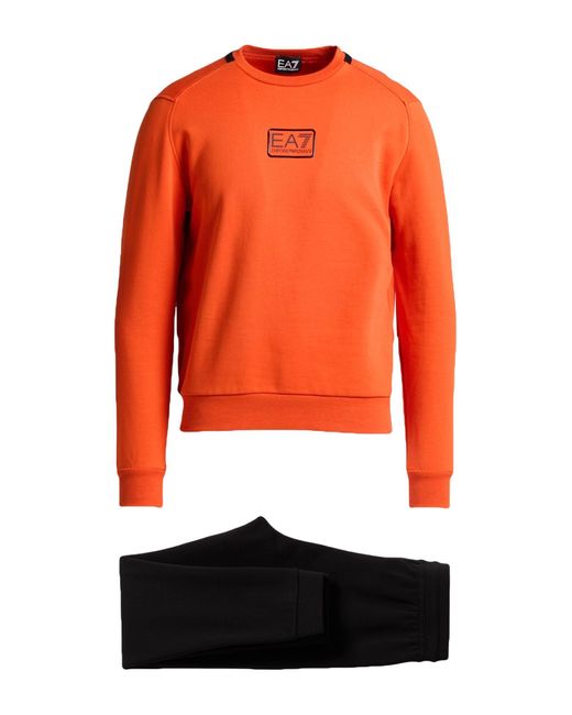 EA7 Orange Tracksuit Cotton, Polyester, Elastane for men