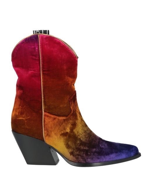 Elena Iachi Red Ankle Boots Textile Fibers