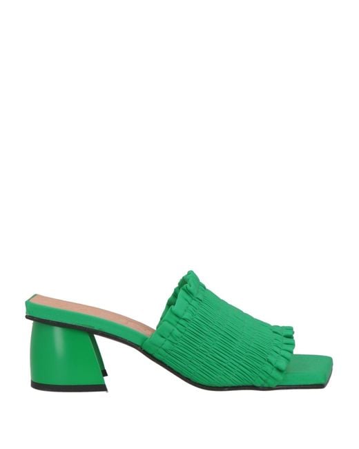 Ganni Green Sandals Textile Fibers