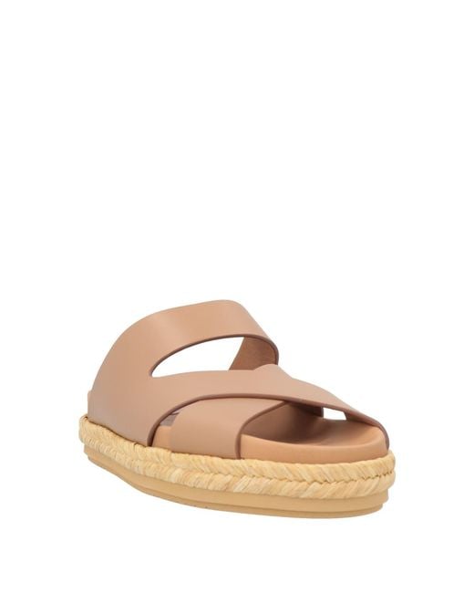 Paloma Barceló White Camel Sandals Cow Leather, Natural Raffia