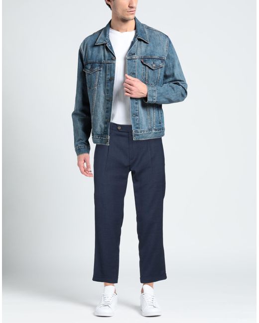 Myths Blue Pants Recycled Polyester, Wool, Linen, Elastane for men