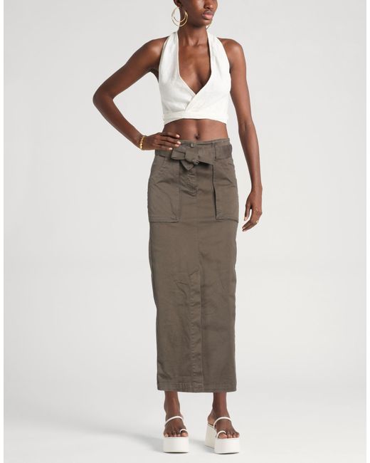 Semicouture Gray Midi Skirt Cotton, Elastane