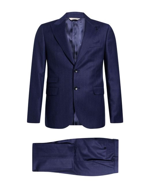 Paoloni Blue Suit Virgin Wool, Elastane for men