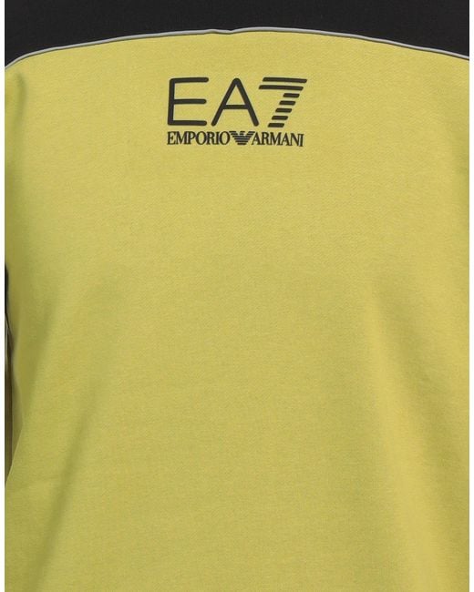EA7 Yellow Lime Sweatshirt Cotton, Polyester, Elastane for men