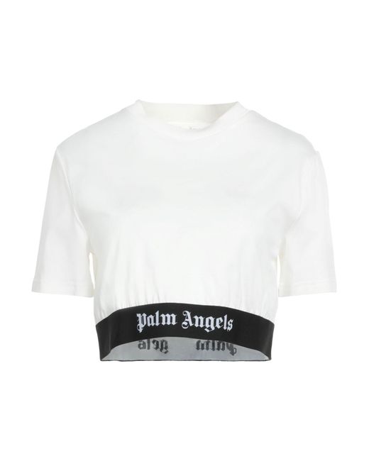 Palm Angels White T-Shirt With Logo