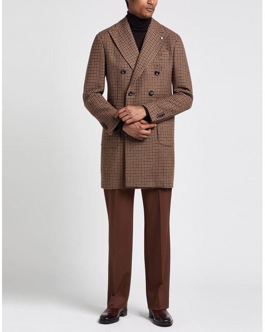 Luigi Bianchi Brown Coat Virgin Wool, Cashmere, Elastane for men