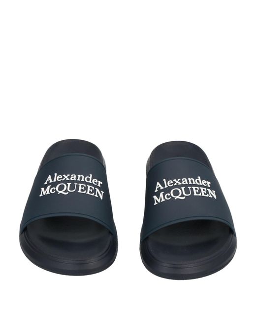 McQueen Blue Logo Embossed Slides