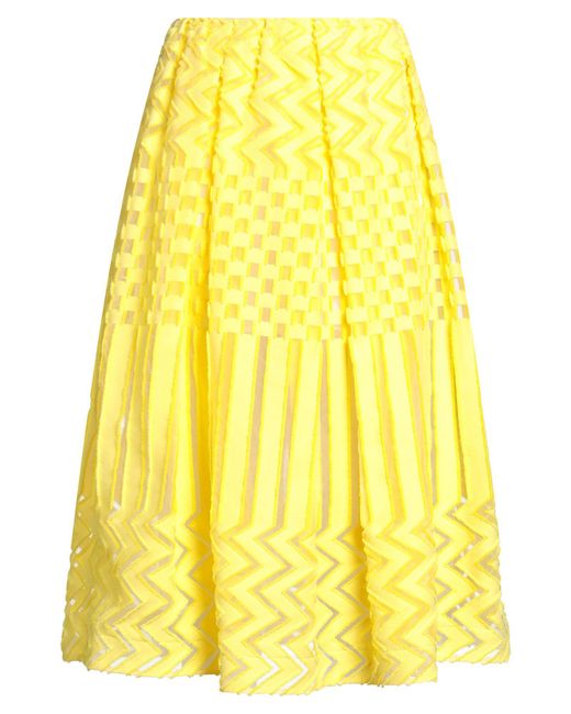 Sara Roka Yellow Midi Skirt Cotton, Polyamide
