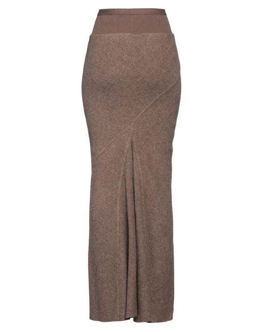 Rick Owens Brown Maxi Skirt Virgin Wool