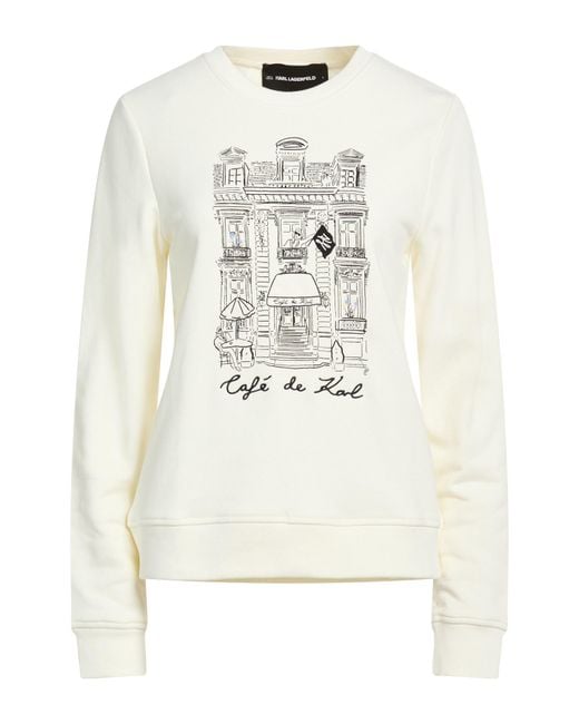 Karl Lagerfeld White Ivory Sweatshirt Organic Cotton