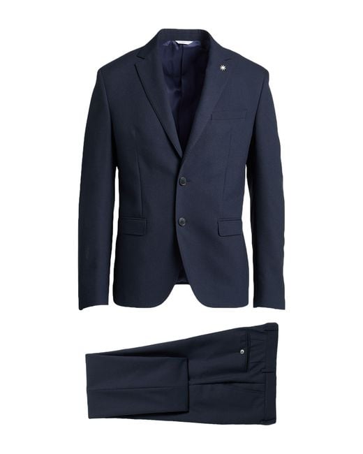 Manuel Ritz Blue Suit Polyester, Viscose, Elastane for men
