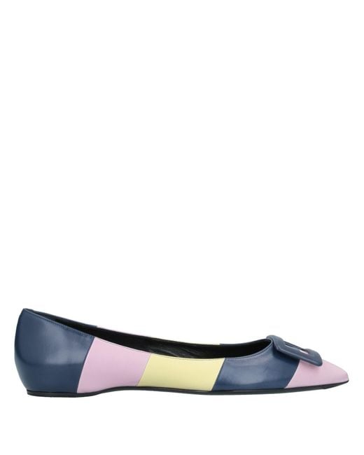 Roger Vivier Blue Ballet Flats Leather