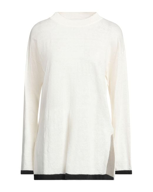 Alpha Studio White Sweater Linen, Cotton