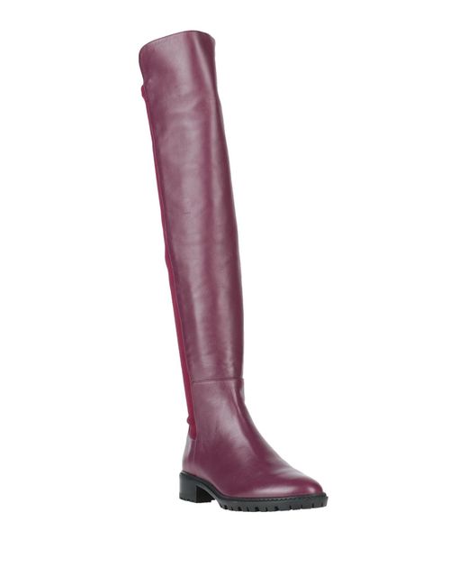 Stuart Weitzman Red Plum Boot Leather, Textile Fibers