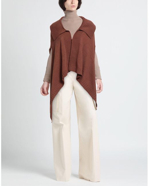 Raffaela D'angelo Brown Cape Polyamide, Viscose, Wool, Cashmere