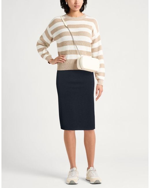 Peserico Blue Midnight Midi Skirt Merino Wool