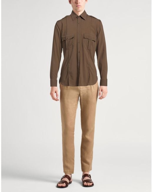 Dunhill Brown Shirt Wool, Viscose for men