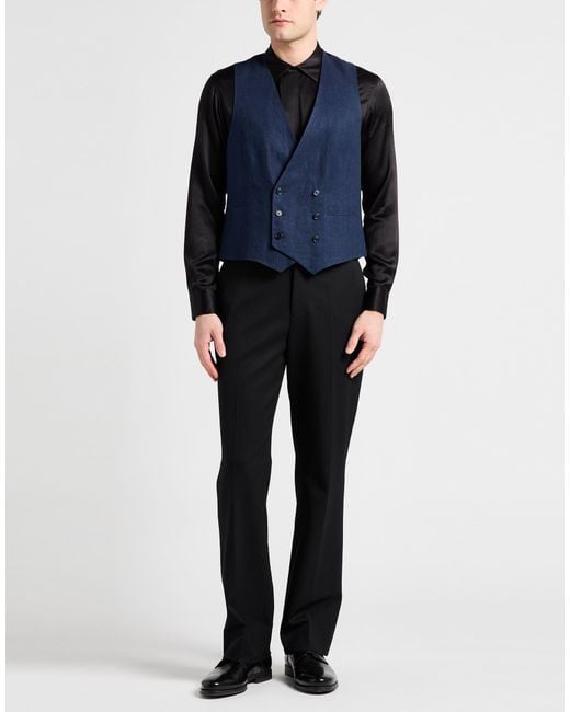 Lardini Blue Tailored Vest Linen for men