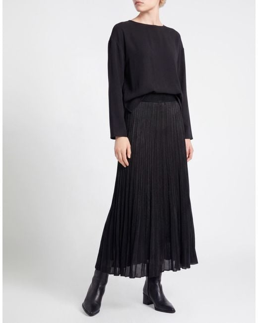 Gran Sasso Black Midi Skirt Viscose, Metal