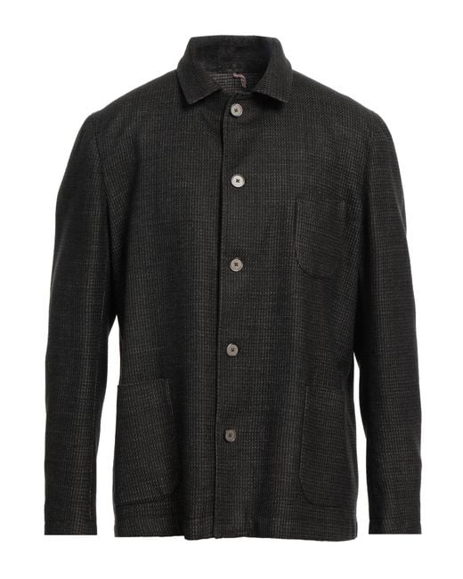Santaniello Black Jacket Wool, Cotton for men