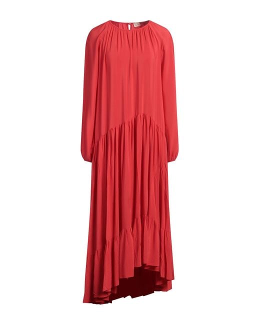 Jucca Red Maxi Dress Acetate, Silk
