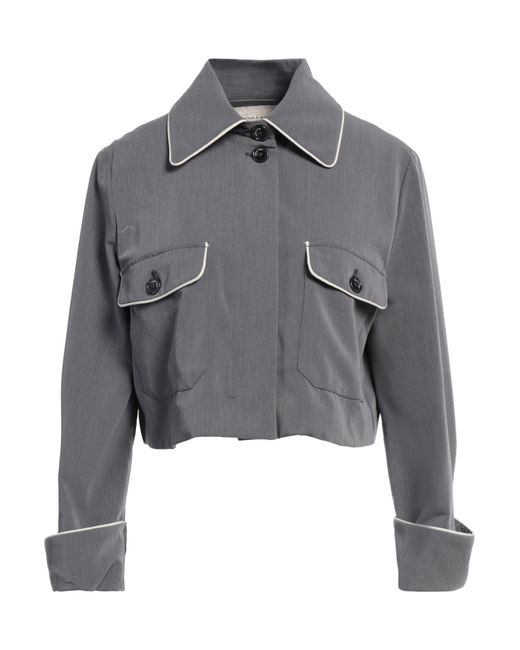 ALESSIA SANTI Gray Jacket Polyester, Viscose, Elastane