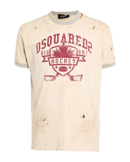 DSquared² Pink Hockey Design Champagne T-Shirt for men