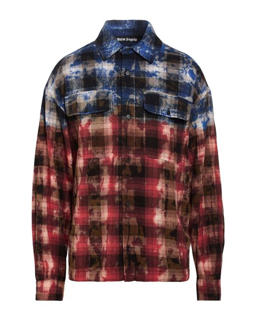 Palm Angels Blue Shirt Cotton, Polyester for men