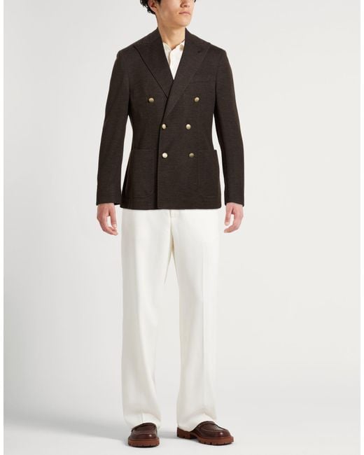 Paoloni Black Blazer Cotton, Virgin Wool, Acrylic, Polyamide for men