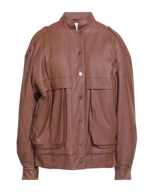 Soallure Brown Tan Jacket Polyester, Polyurethane