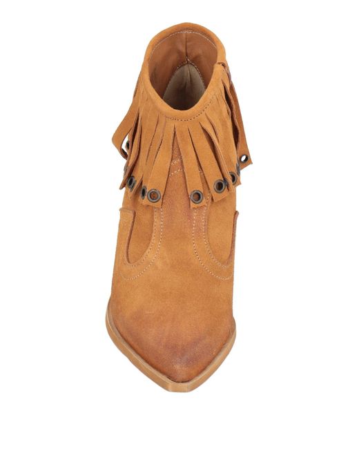 Divine Follie Brown Camel Ankle Boots Leather