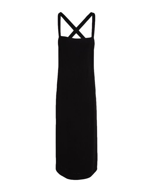 Khaite Black Midi Dress Linen, Silk