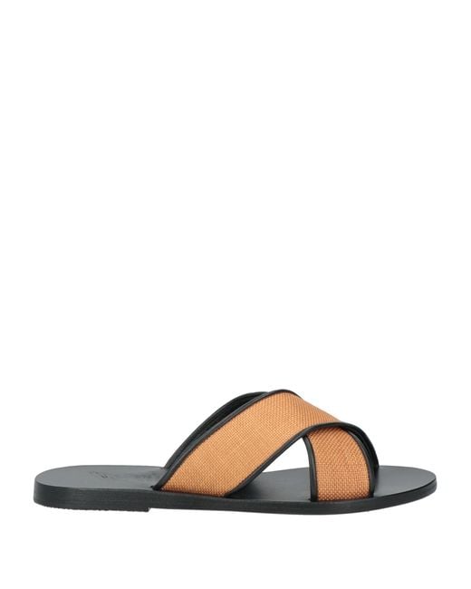 Ancient Greek Sandals Brown Camel Sandals Leather, Natural Raffia