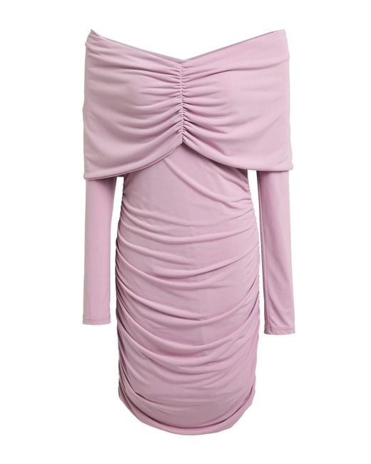Haveone Pink Lilac Mini Dress Polyester, Elastane