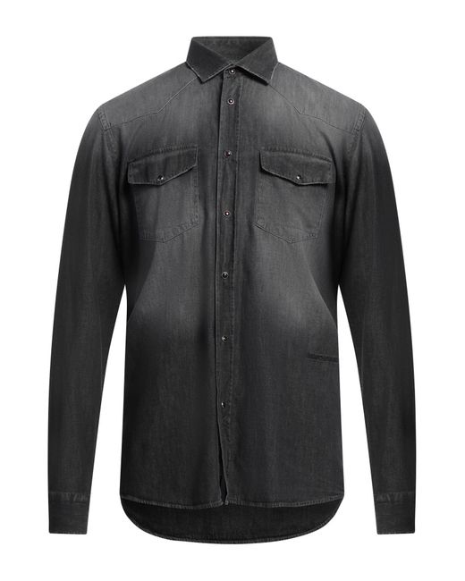 Liu Jo Gray Charcoal Denim Shirt Cotton for men