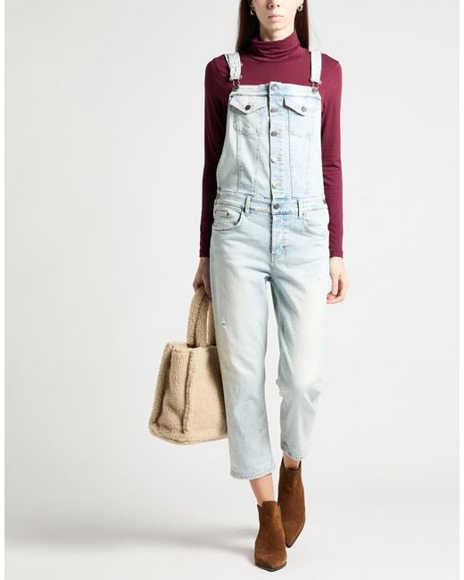 Dondup Blue Overalls Cotton, Elastomultiester, Elastane
