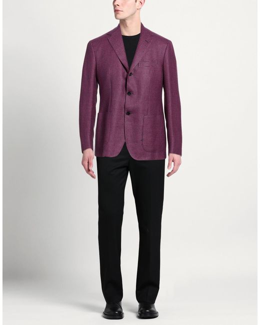Sartorio Napoli Purple Blazer Wool, Linen for men