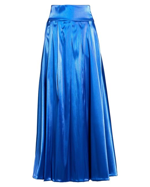 Hanita Blue Maxi Skirt Polyester, Nylon, Elastane